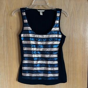 Banana Republic Black and Blue Sequin Tank Top